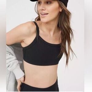 Aerie Offline Black Ribbed Sports Bra NWOT